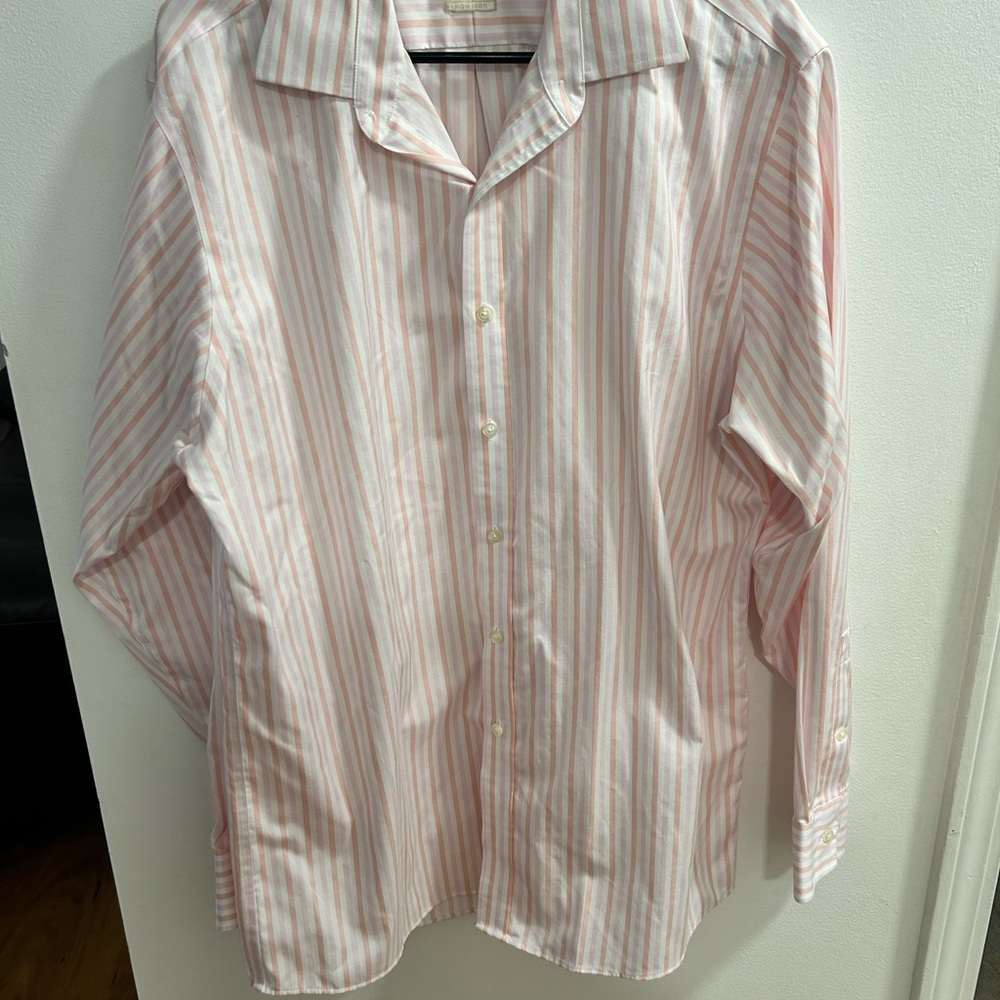 Michael Kors Men’s Pink Striped Dress‎ Shirt Shirt Sz 16 1/2 34/35